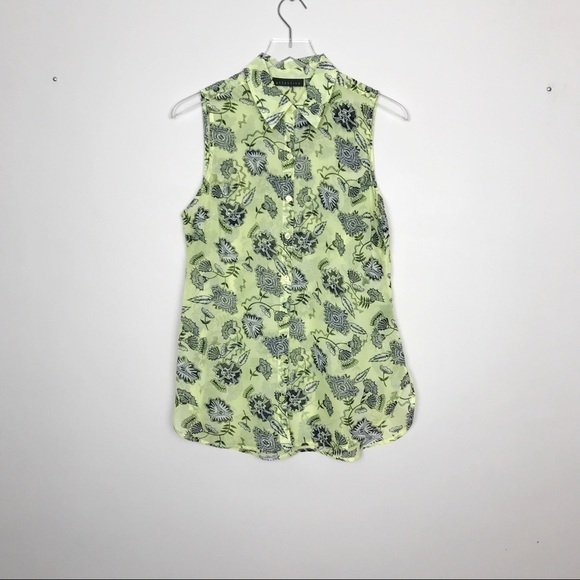 Attention Sleeveless Top Yellow/Black Collar Sz M - Picture 6 of 8